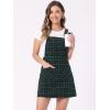 imageAllegra K Womens Plaid Overall Dress Vintage Checkered Suspender Skirt Short Pinafore DressBluegreen