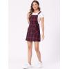 imageAllegra K Womens Plaid Overall Dress Vintage Checkered Suspender Skirt Short Pinafore DressBluered