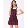 imageAllegra K Womens Plaid Overall Dress Vintage Checkered Suspender Skirt Short Pinafore DressBluered