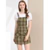 imageAllegra K Womens Plaid Overall Dress Vintage Checkered Suspender Skirt Short Pinafore DressBrownapricot