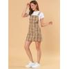 imageAllegra K Womens Plaid Overall Dress Vintage Checkered Suspender Skirt Short Pinafore DressBrownwhite