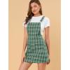 imageAllegra K Womens Plaid Overall Dress Vintage Checkered Suspender Skirt Short Pinafore DressGreenblue B