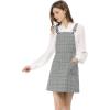 imageAllegra K Womens Plaid Overall Dress Vintage Checkered Suspender Skirt Short Pinafore DressGreengrey