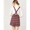 imageAllegra K Womens Plaid Overall Dress Vintage Checkered Suspender Skirt Short Pinafore DressRed