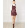 imageAllegra K Womens Plaid Overall Dress Vintage Checkered Suspender Skirt Short Pinafore DressRed