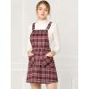 imageAllegra K Womens Plaid Overall Dress Vintage Checkered Suspender Skirt Short Pinafore DressRed