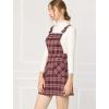 imageAllegra K Womens Plaid Overall Dress Vintage Checkered Suspender Skirt Short Pinafore DressRed