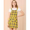 imageAllegra K Womens Plaid Overall Dress Vintage Checkered Suspender Skirt Short Pinafore DressYellow