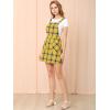 imageAllegra K Womens Plaid Overall Dress Vintage Checkered Suspender Skirt Short Pinafore DressYellow