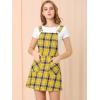 imageAllegra K Womens Plaid Overall Dress Vintage Checkered Suspender Skirt Short Pinafore DressYellow