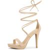 imageAllegra K Womens Platform Stiletto Heels Lace Up SandalsBeige