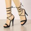 imageAllegra K Womens Platform Stiletto Heels Lace Up SandalsBlack