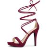 imageAllegra K Womens Platform Stiletto Heels Lace Up SandalsBurgundy