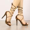 imageAllegra K Womens Platform Stiletto Heels Lace Up SandalsLeopard
