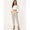 imageAllegra K Womens Satin Pants Drawstring Elastic Waist Straight Leg Ankle Length Dressy Joggers with PocketBeige