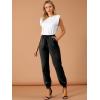 imageAllegra K Womens Satin Pants Drawstring Elastic Waist Straight Leg Ankle Length Dressy Joggers with PocketBlack