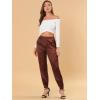 imageAllegra K Womens Satin Pants Drawstring Elastic Waist Straight Leg Ankle Length Dressy Joggers with PocketBrown