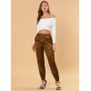 imageAllegra K Womens Satin Pants Drawstring Elastic Waist Straight Leg Ankle Length Dressy Joggers with PocketCoffee