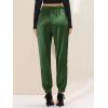 imageAllegra K Womens Satin Pants Drawstring Elastic Waist Straight Leg Ankle Length Dressy Joggers with PocketDark Green