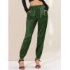 imageAllegra K Womens Satin Pants Drawstring Elastic Waist Straight Leg Ankle Length Dressy Joggers with PocketDark Green