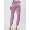 imageAllegra K Womens Satin Pants Drawstring Elastic Waist Straight Leg Ankle Length Dressy Joggers with PocketDull Purple