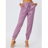 imageAllegra K Womens Satin Pants Drawstring Elastic Waist Straight Leg Ankle Length Dressy Joggers with PocketDull Purple