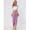 imageAllegra K Womens Satin Pants Drawstring Elastic Waist Straight Leg Ankle Length Dressy Joggers with PocketDull Purple