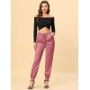 imageAllegra K Womens Satin Pants Drawstring Elastic Waist Straight Leg Ankle Length Dressy Joggers with PocketDusty Pink