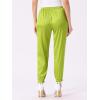 imageAllegra K Womens Satin Pants Drawstring Elastic Waist Straight Leg Ankle Length Dressy Joggers with PocketFluorescent Yellow