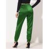 imageAllegra K Womens Satin Pants Drawstring Elastic Waist Straight Leg Ankle Length Dressy Joggers with PocketGreen