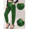 imageAllegra K Womens Satin Pants Drawstring Elastic Waist Straight Leg Ankle Length Dressy Joggers with PocketGreen
