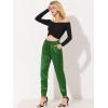 imageAllegra K Womens Satin Pants Drawstring Elastic Waist Straight Leg Ankle Length Dressy Joggers with PocketGreen