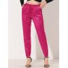 imageAllegra K Womens Satin Pants Drawstring Elastic Waist Straight Leg Ankle Length Dressy Joggers with PocketHot Pink