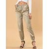 imageAllegra K Womens Satin Pants Drawstring Elastic Waist Straight Leg Ankle Length Dressy Joggers with PocketKhaki