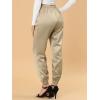 imageAllegra K Womens Satin Pants Drawstring Elastic Waist Straight Leg Ankle Length Dressy Joggers with PocketKhaki
