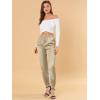 imageAllegra K Womens Satin Pants Drawstring Elastic Waist Straight Leg Ankle Length Dressy Joggers with PocketKhaki