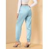 imageAllegra K Womens Satin Pants Drawstring Elastic Waist Straight Leg Ankle Length Dressy Joggers with PocketLight Blue