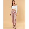 imageAllegra K Womens Satin Pants Drawstring Elastic Waist Straight Leg Ankle Length Dressy Joggers with PocketPink