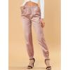 imageAllegra K Womens Satin Pants Drawstring Elastic Waist Straight Leg Ankle Length Dressy Joggers with PocketPink