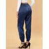 imageAllegra K Womens Satin Pants Drawstring Elastic Waist Straight Leg Ankle Length Dressy Joggers with PocketRoyal Blue