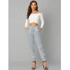 imageAllegra K Womens Satin Pants Drawstring Elastic Waist Straight Leg Ankle Length Dressy Joggers with PocketSilver