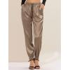 imageAllegra K Womens Satin Pants Drawstring Elastic Waist Straight Leg Ankle Length Dressy Joggers with PocketTan