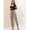 imageAllegra K Womens Satin Pants Drawstring Elastic Waist Straight Leg Ankle Length Dressy Joggers with PocketTan
