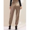 imageAllegra K Womens Satin Pants Drawstring Elastic Waist Straight Leg Ankle Length Dressy Joggers with PocketTan