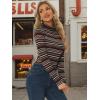 imageAllegra K Womens Striped Top Long Sleeve Casual Slim Turtleneck Fall Christmas Party Shirt 2025Black Striped