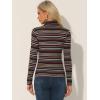 imageAllegra K Womens Striped Top Long Sleeve Casual Slim Turtleneck Fall Christmas Party Shirt 2025Black Striped