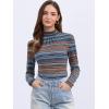 imageAllegra K Womens Striped Top Long Sleeve Casual Slim Turtleneck Fall Christmas Party Shirt 2025Blue Striped