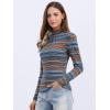 imageAllegra K Womens Striped Top Long Sleeve Casual Slim Turtleneck Fall Christmas Party Shirt 2025Blue Striped