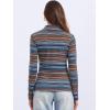 imageAllegra K Womens Striped Top Long Sleeve Casual Slim Turtleneck Fall Christmas Party Shirt 2025Blue Striped