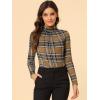 imageAllegra K Womens Striped Top Long Sleeve Casual Slim Turtleneck Fall Christmas Party Shirt 2025Brown